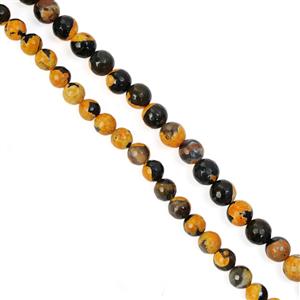 920.50cts (Two Tone) Orange/ Black Fire Agate Faceted Round Approx (6mm, 8mm, 10mm, 12mm) 35cm Strands Set of 4