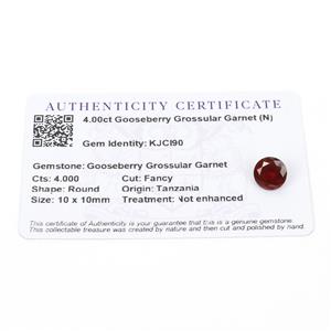 4cts Gooseberry Grossular Garnet 10x10mm Round  (N)
