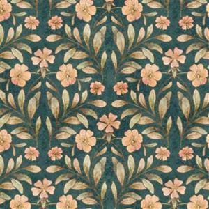 Dan Morris Creative Cotton Tails Collection Set Floral Teal Fabric 0.5m