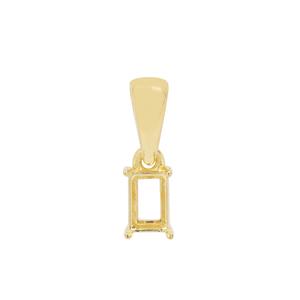 Gold Plated 925 Sterling Silver Octagon Pendant Mount (To fit 6x4mm gemstone) - 1Pcs