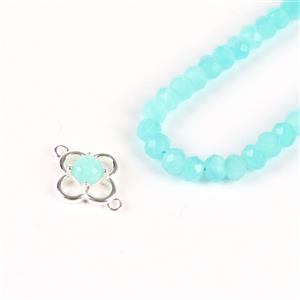Anemone; Amazonite Hollow 4 Leaf Clover Connector with Amazonite Faceted Rondelles