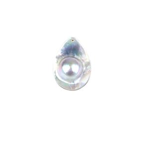 Natural Blue Seawater Top-Drilled Freeform Mabe Pearl, Approx 27x35mm