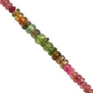 24cts Multi-Colour Tourmaline Graduated Faceted Rondelle Approx 2.5x1 to 5x3mm, 20cm Strand