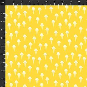 Squeeze Ice Cream Cones on Yellow Fabric 0.5m