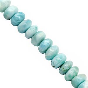 65cts Larimar Smooth Rondelle Approx 4.5x3 to 7x5mm, 20cm Strand