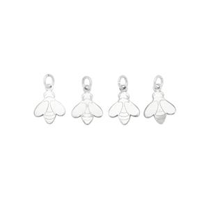 925 Sterling silver Flat Bee Charms, Approx 12x8mm, (Pack of 4)