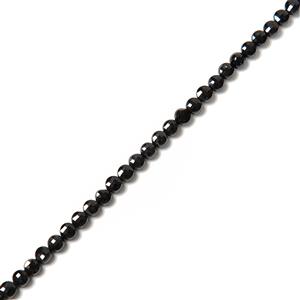 22cts Black Spinel Faceted Coins, Approx 4mm, 38cm Strand