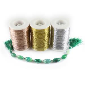 Solar Rays! Green Solar Quartz Rice Beads & 375m Zari Thread