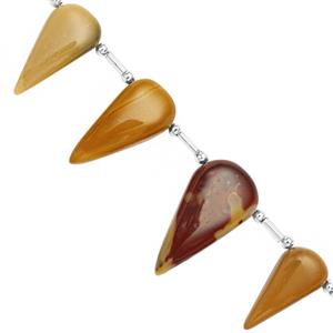 80cts Mookite Smooth Inverted Pear Approx 19x11 to 26x13mm, 15cm Strand With Spacers