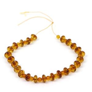 Baltic Cognac Amber Saucers (8mm) with Cognac Amber Rounds (4mm), 20cm Strand