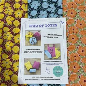 Allison Maryon's Floral Pink, Navy & Wine Trio of Totes Kit: Instructions & Fabric (1.5m)