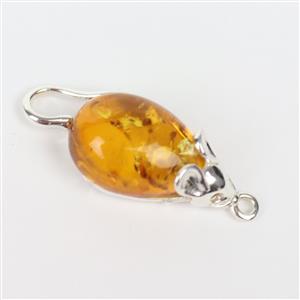 Baltic Cognac Amber Sterling Silver Mouse Pendant Approx 10.5x26.5mm