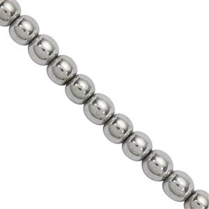 130cts Silver Color Coated Hematite Smooth Round Approx 6mm, 30cm Strand