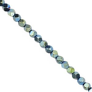 50cts Green / Blue Color Coated Hematite Smooth Star Cut Approx 4mm, 30cm Strand 