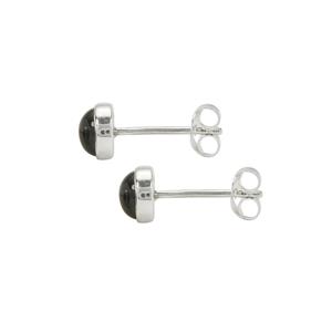 925 Sterling Silver Stud Earring with Black Spinel, Approx 5x15mm (pair of 1)