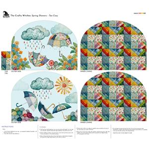 The Crafty Witches Spring Showers Tea Cosy Fabric Panel (70 x 80cm)