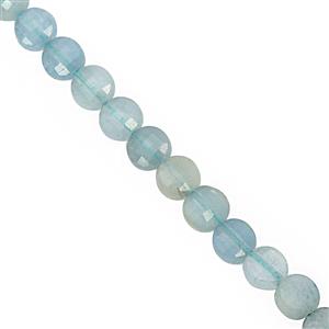 18cts Aquamarine Faceted Puffy Coin Approx 3.50mm, 30cm Strand