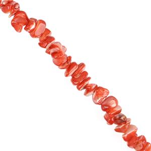  Red Mother of Pearl Medium Nuggets Approx 8-10mm, 39cm Strand