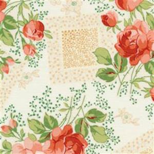 Henry Glass Violets Garden Main Floral Cream Fabric 0.5m