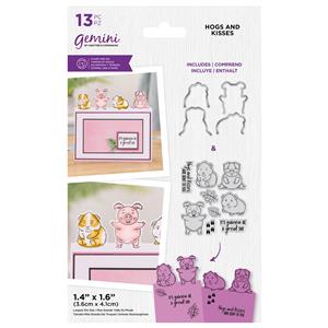Crafters Companion - Stamp & Die Set - Hogs and Kisses - 13PC