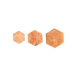 Bare Copper Hexagon Blanks, 3pcs (Inc. 1x 15mm, 1x 20mm & 1x 25mm)