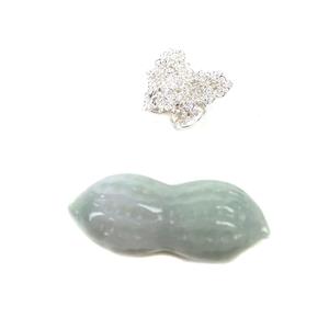 Memory Lane; Type A Jadeite Carved Peanut & Silver Chain