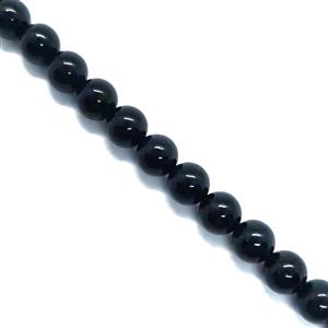 200Cts Type A Imperial Black Jadeite Plain Rounds, Approx. 8mm, 38cm Strand