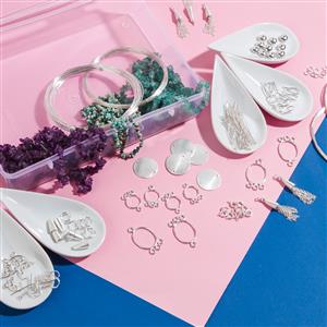 Silver Plated Copper Bumper Finding Kit (200pcs) Inc. 1800cts Multi Gemstones Small Nuggets (Approx 8.8m)