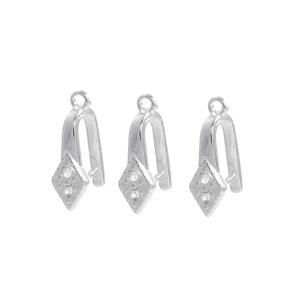 925 Sterling Silver Pinch Bails with White Topaz Approx 12mm, 3pcs 
