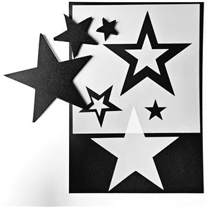 Foam Stamps & Stencil Stars 3 x Mounted Foam Stamps with Matching Stencil and Mask 