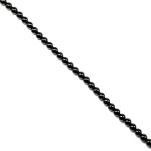 50cts Black Spinel Plain Rounds, Approx 4mm, 38cm strand