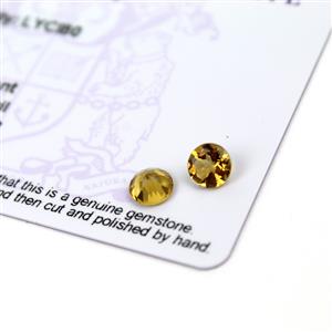1.15cts Xia Heliodor 6x6mm Round Pack of 2 (I)
