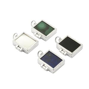 925 Sterling Silver Gemstone Window Locket, Approx 19x17mm, By Carol 