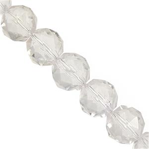 140cts Clear Quartz Faceted Rounds Approx 14 to 16mm, 9cm Strand 