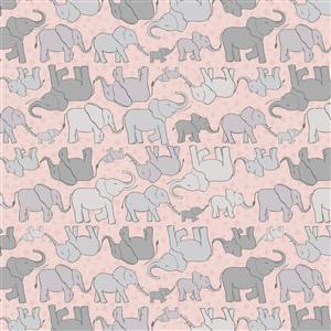 Lewis & Irene Special Delivery Collection Elephants Pink Fabric 0.5m