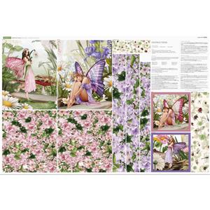 Debbi Moore Spring Fairies Pink Tote Bag Fabric Panel (140cm x 94cm)