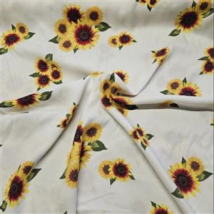 Sewing - Sanctuary Sunflowers White Viscose Fabric (60