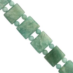104cts Amazonite Smooth Double Drill Cushion Approx 12x8 to 16x10mm 12cm Strands With Round Spacers 3mm