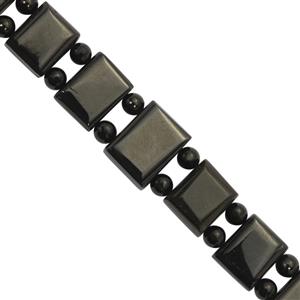 107cts Black Spinel Smooth Double Drill Cushion Approx 10x8 to 15x10mm 15cm Strands With Spacers