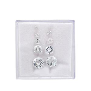 7cts White Topaz Rounds Faceted Set (2mm,3mm,4mm,6mm & 8mm) (10Pcs)