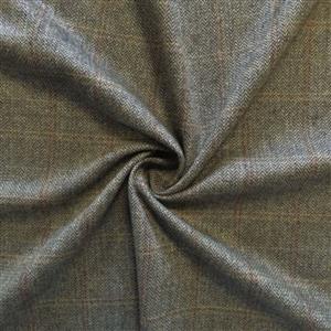 Kemble Virgin Wool Tweed Herringbone Check Jacketing in Khaki Beige Fabric 0.5m