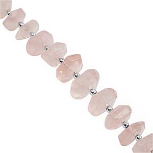 100cts Rose Quartz Faceted Tumble Approx 9.5x5 to 15x7.5mm, 15cm Strand with Spacer