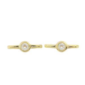 Gold Plated 925 Sterling Silver Pearl Chain Connectors Approx 14x5mm with 3mm Round White Topaz, (1 Pair)