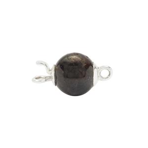 925 Sterling Silver Red Garnet Box Clasp, Approx 18x10mm