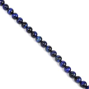 370 cts Royal Blue Tiger Eye Plain Rounds Approx 12mm,38cm Strand