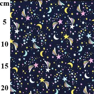 Rose & Hubble Cotton Poplin Shooting Stars on Navy Fabric 0.5m