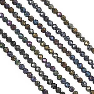 160cts Multicolour Coated Spinel Faceted Rounds Approx 3mm, 30cm Strand (Pack of 7)