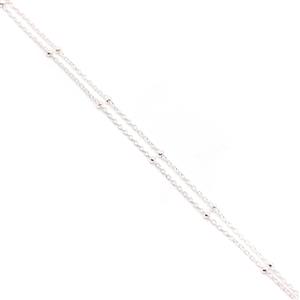 925 Sterling Silver Chain With Beads, Approx 18inch 
