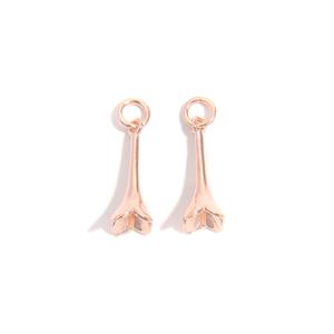 Rose Gold 925 Sterling Silver Cone Bead Cap with Peg, Approx 15x5mm, 2pcs 