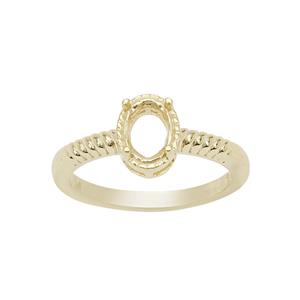 Gold Plated 925 Sterling Silver Oval Ring Mount With Halo & Side Detail (To fit 7x5mm gemstone)- 1pcs